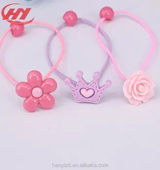 Bulk Wholesale Custom Elastic Hair Ties Black With Acrylic Cartoon