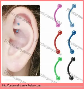 Neon Anodized Anium Curved Barbell Rook Earring Tragus Piercing Body Jewelry Product On