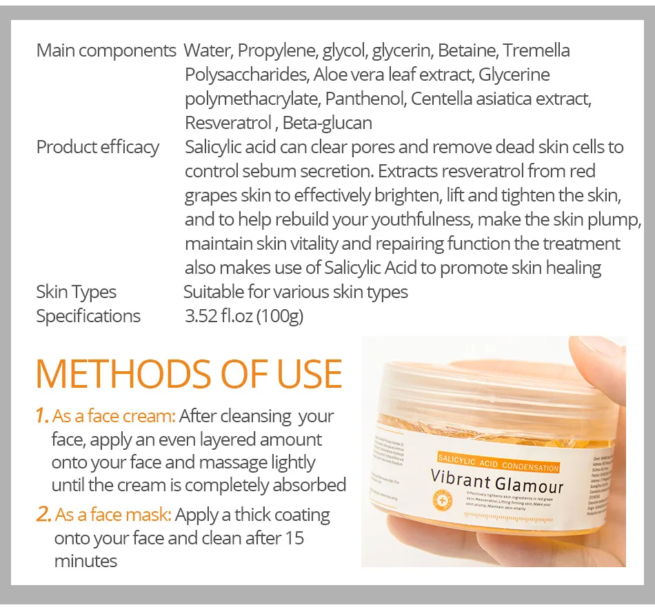 Vibrant Glamour Salicylic Acid Cream Oil Control Anti Acne Shrink Pores