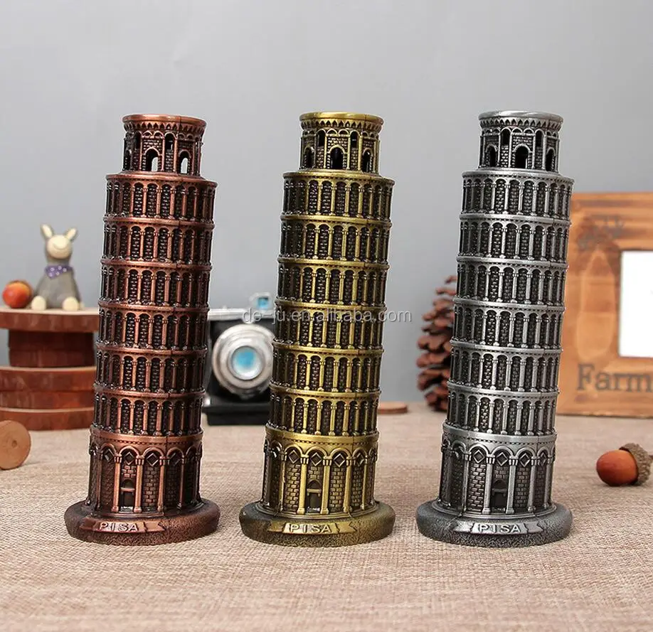Manufacture Customized Metal Zinc Alloy Leaning Tower Small Miniature Statue Souvenir