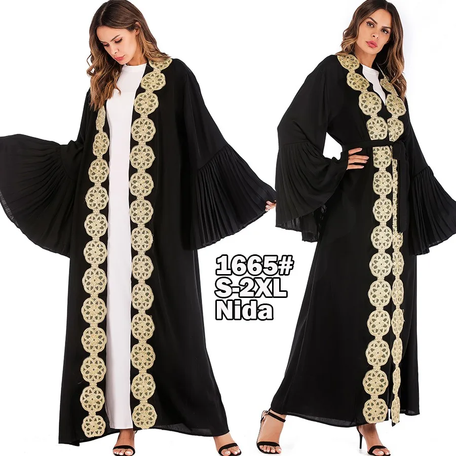 1665# Wholesale New Designs High Quality Korean Black Gold Dubai Muslim ...