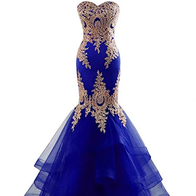 

Formal Custom Made Mermaid Evening Dress for Women Backless Formal Long Prom Dresses with Embroidery