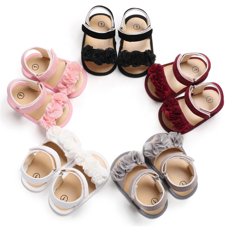 

Baby Girl Shoes Girl Sandals Flower Solid Color PU Leather Summer Cute Anti-slipping Beach Princess Sandals Party Girl Shoes