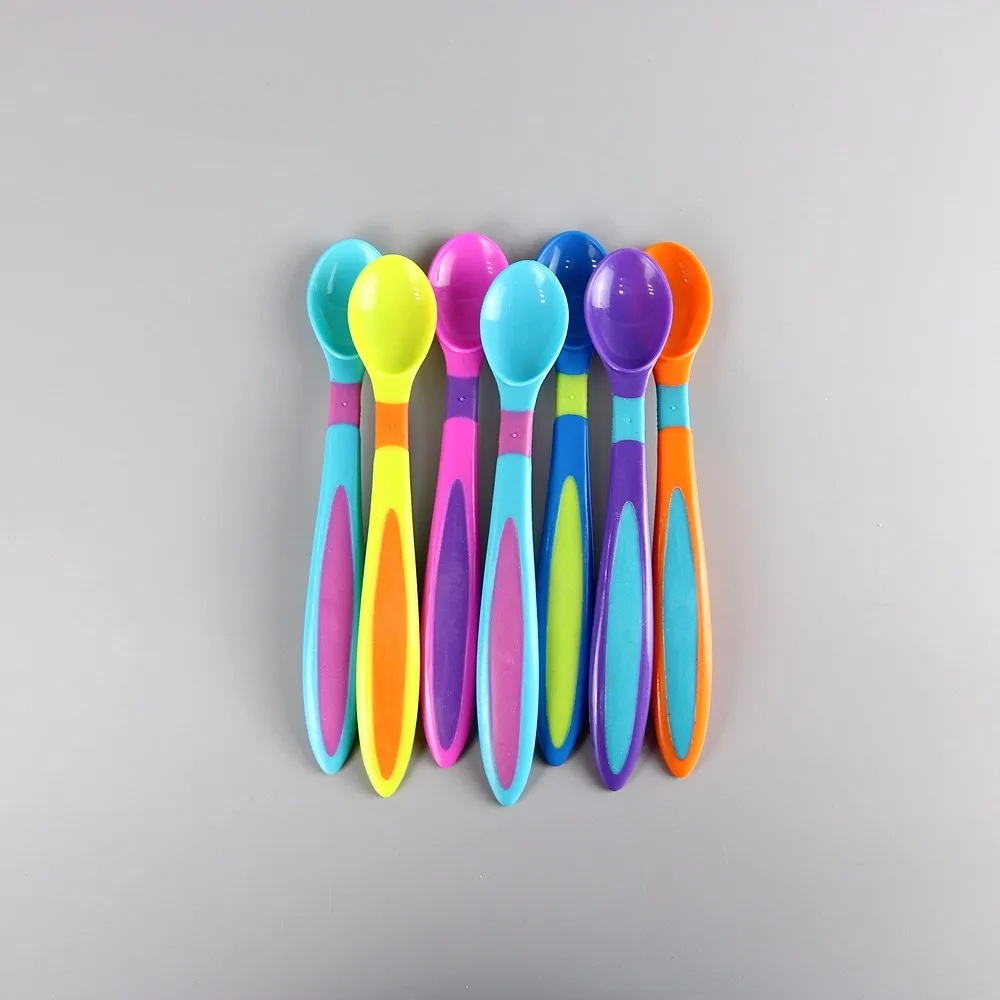 Colourful Plastic Baby Feeding Spoon Bpa Free Training Spoon For Baby