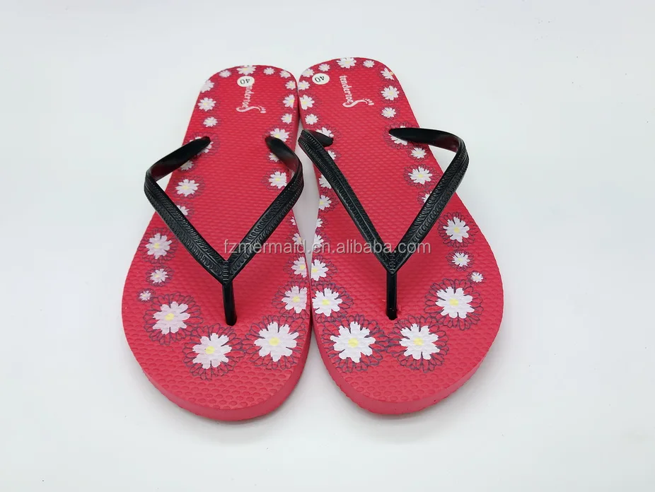 2024 Hot Selling Africa Women Flip Flops Pvc Upper Flower Print Slipper