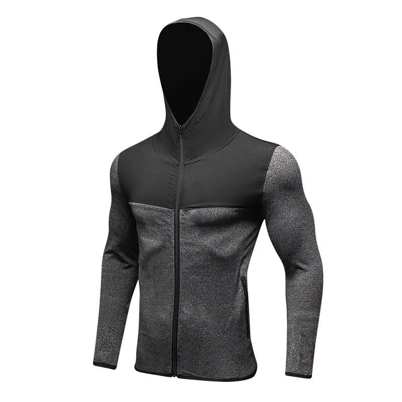 

Free shipping items men's zipper casual hoodie windproof quick-drying sports jacket, Black