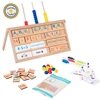 YHBG037 RDT Baby Multiapplication Wooden Alphabets Letters Numbers Math Learn Educational Toys Teaching Aids with Drawing Board