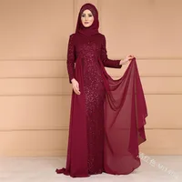 

Fashion sequined dress long fishtail dress India soft fabric national style women long sleeve Muslim dress
