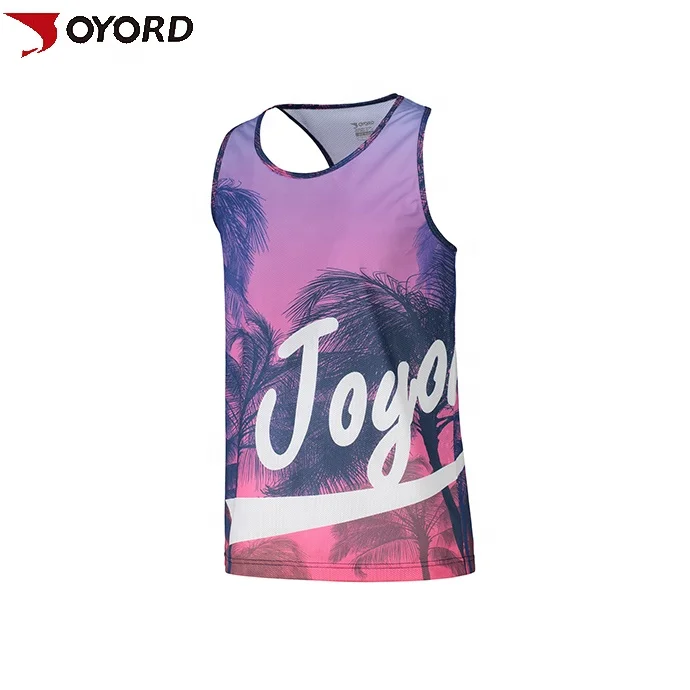 

Custom design sublimation printed quick dry deportes mens tank tops sports gym clothes jogging running singlet, Can follow your pantone color