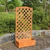 outdoor wooden garden planter with trellis