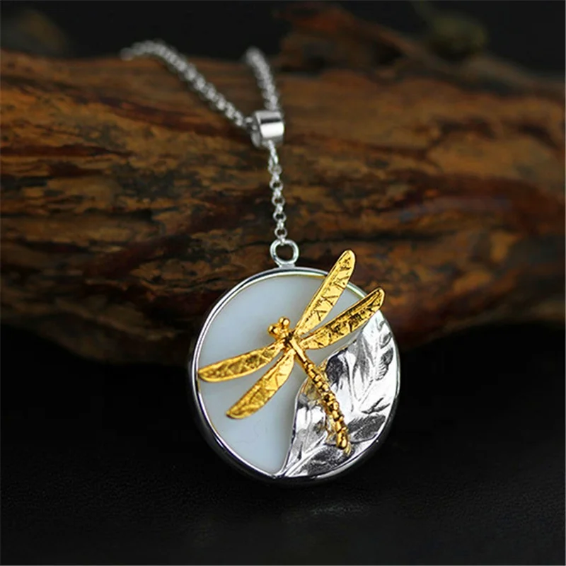 

Handmade Dragonfly and Leaf silver angel jewelry, As photo