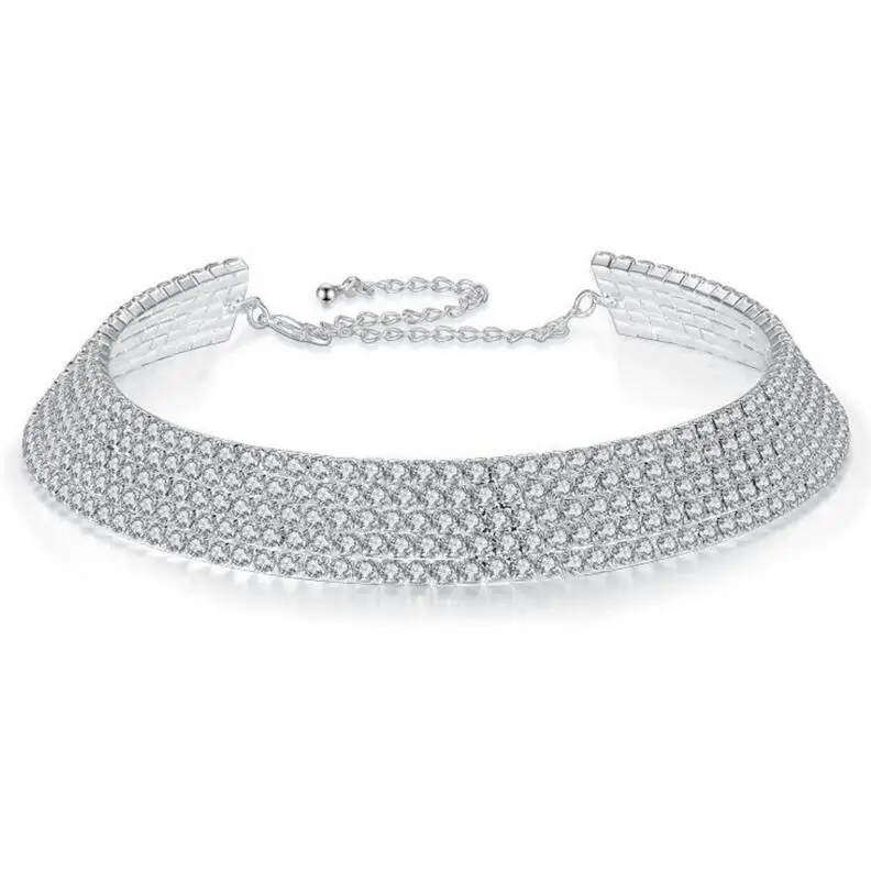 

Bridal Wedding Party 1 2 3 4 5 Rows Rhinestone Crystal Collar Necklace Free Shipping Pendant Necklaces, N/a