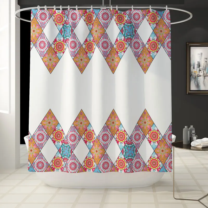 New products Custom print  Anti Slip Bath Mat and Shower Curtain Set