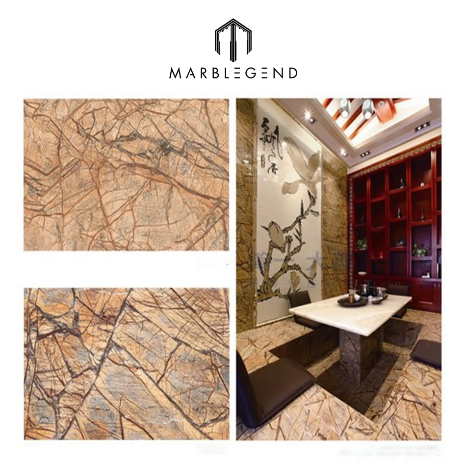 
90 degree polished tropical rain forest marble flooring pattern for shopping mall 