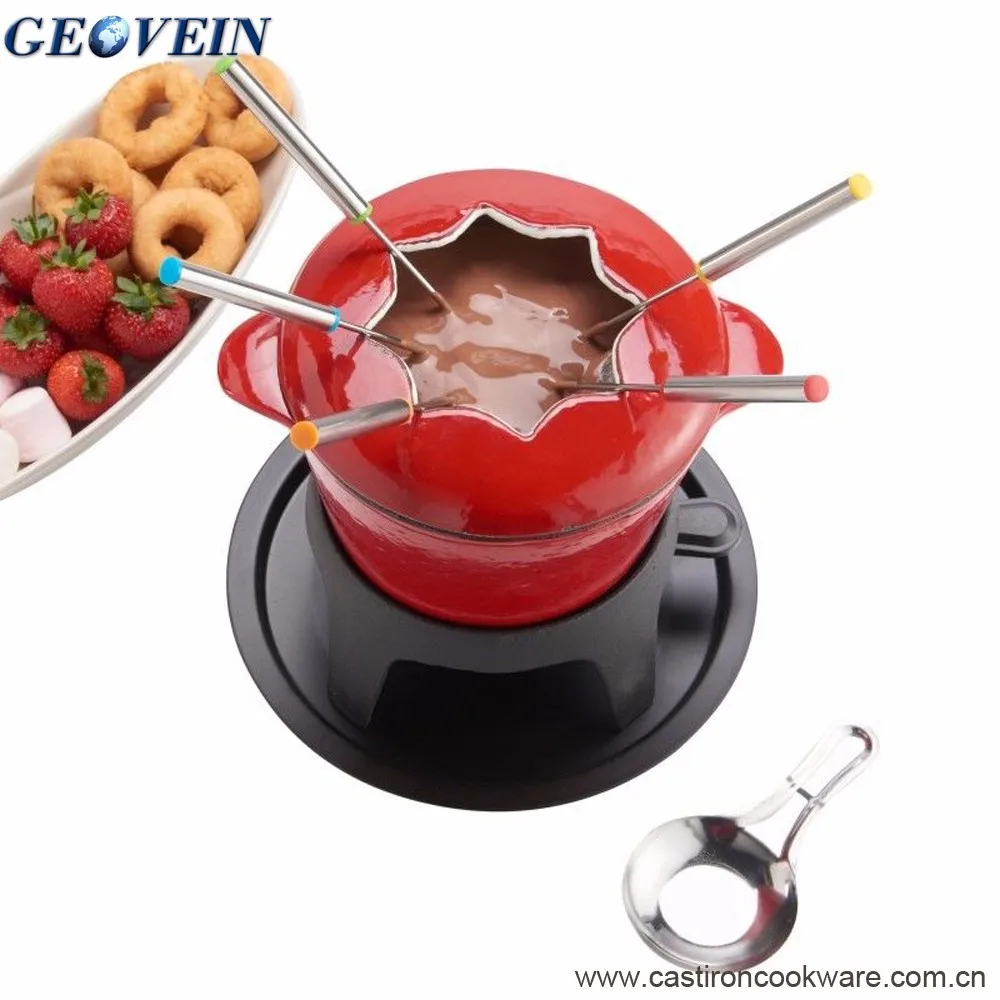 Cheese Melting Pot With Forks Good Quality Enamel Cheese Fondue For Party Buy Cheese Fondue