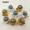 RR018 WKT Wholesale New Fashion Sparkly Labradorite Ring Round Shape Gorgeous Rhinestone Pave Ring
