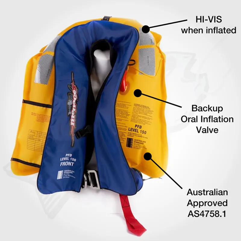 inflatable pfd life jacket certified with latest australian