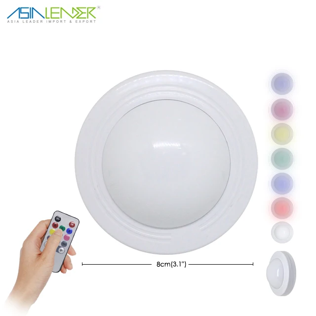 3*AAA Battery Operated Under Cabinet RGB Color Changing Touch Sensor Puck Light with Remote Control