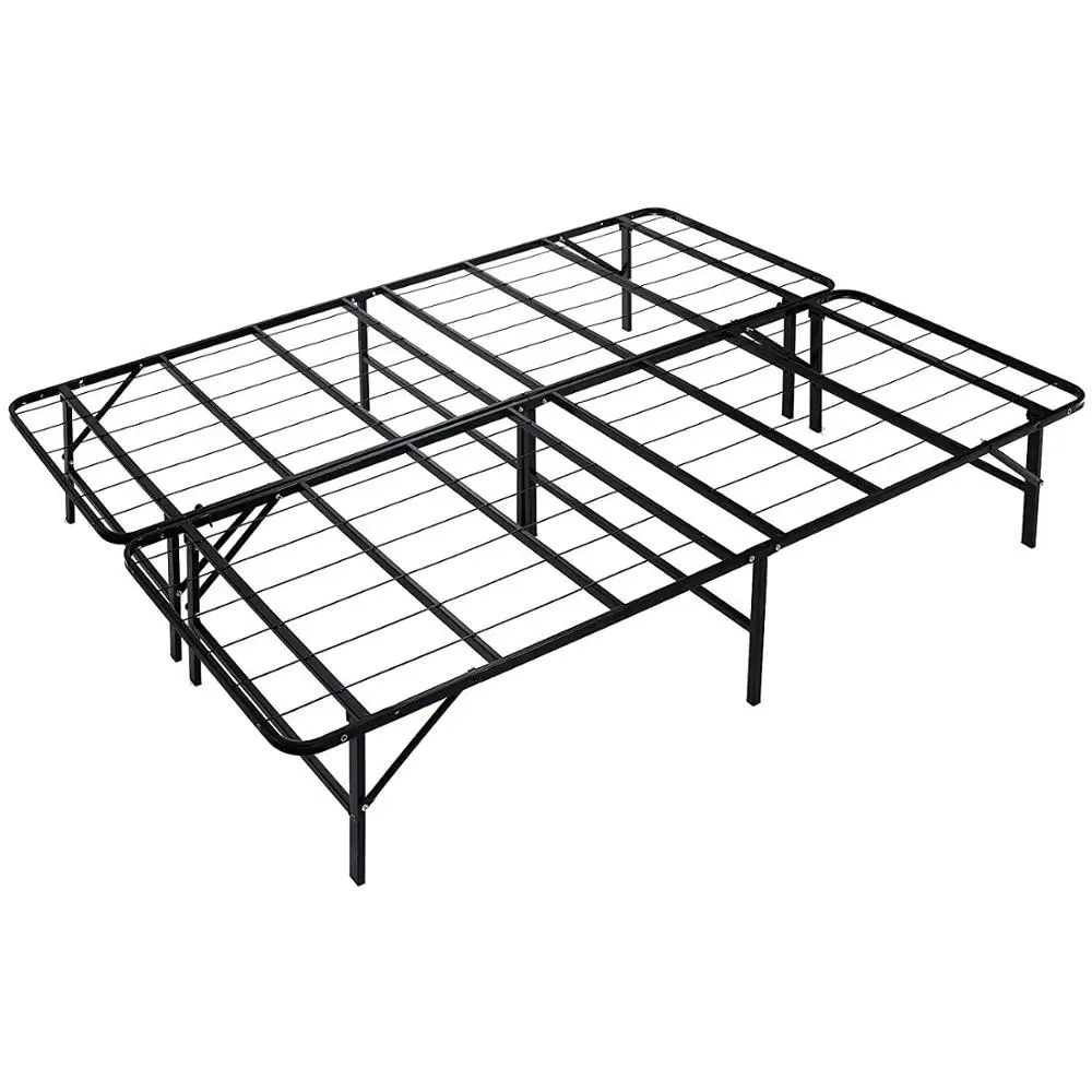 
Cheap Easy Assembly Metal Iron Platform Folding Queen Size Metal Bed Frame 
