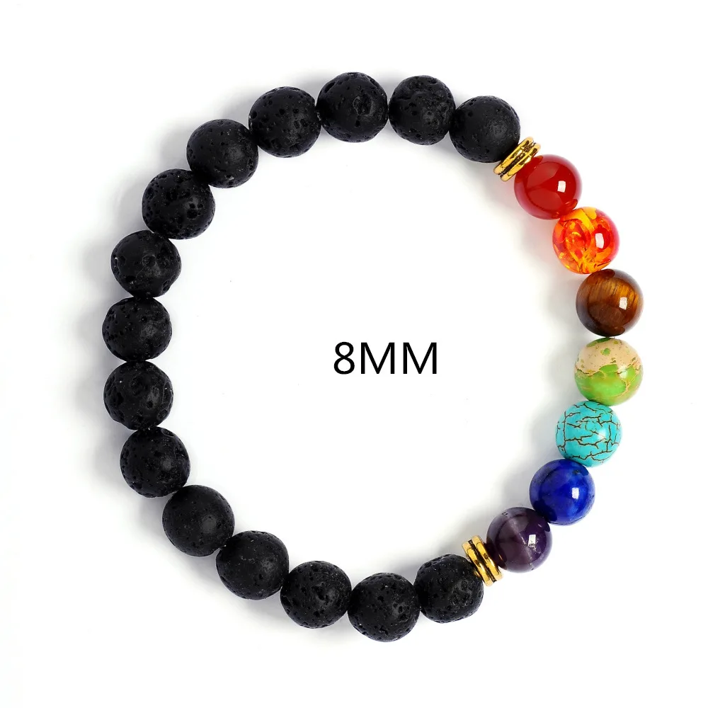 7 Chakra Lava Beads Reiki Natural Stone Yoga Bracelet