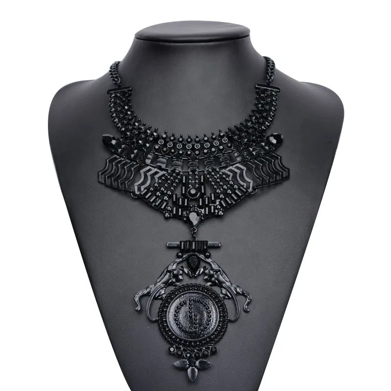 Multi-Layers Filigree Flower Pendant Statements Chunkys Long Big Collar Necklace