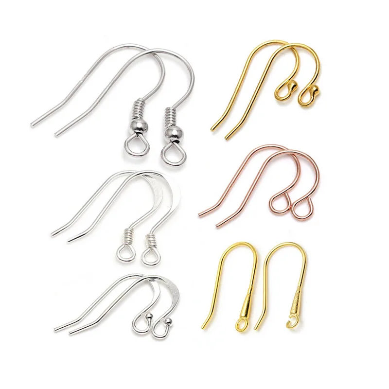 

0.6mm 925 Sterling Silver French Fish Earwire Hooks with Loop Ball