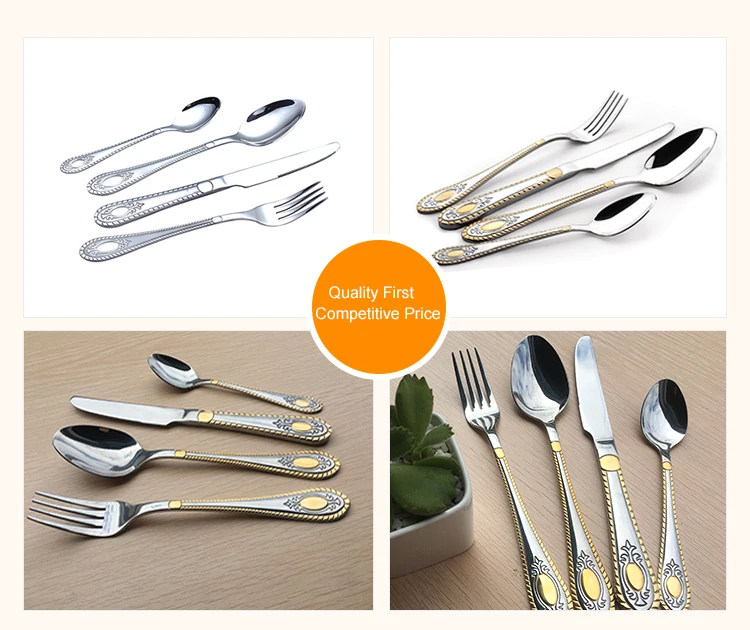 2020 New Year Gifts Stainless Steel 24 Pcs Flatware Sets Cutlery Gold