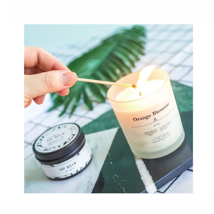 

creative10oz frosted glass candle jar with glass cup inside