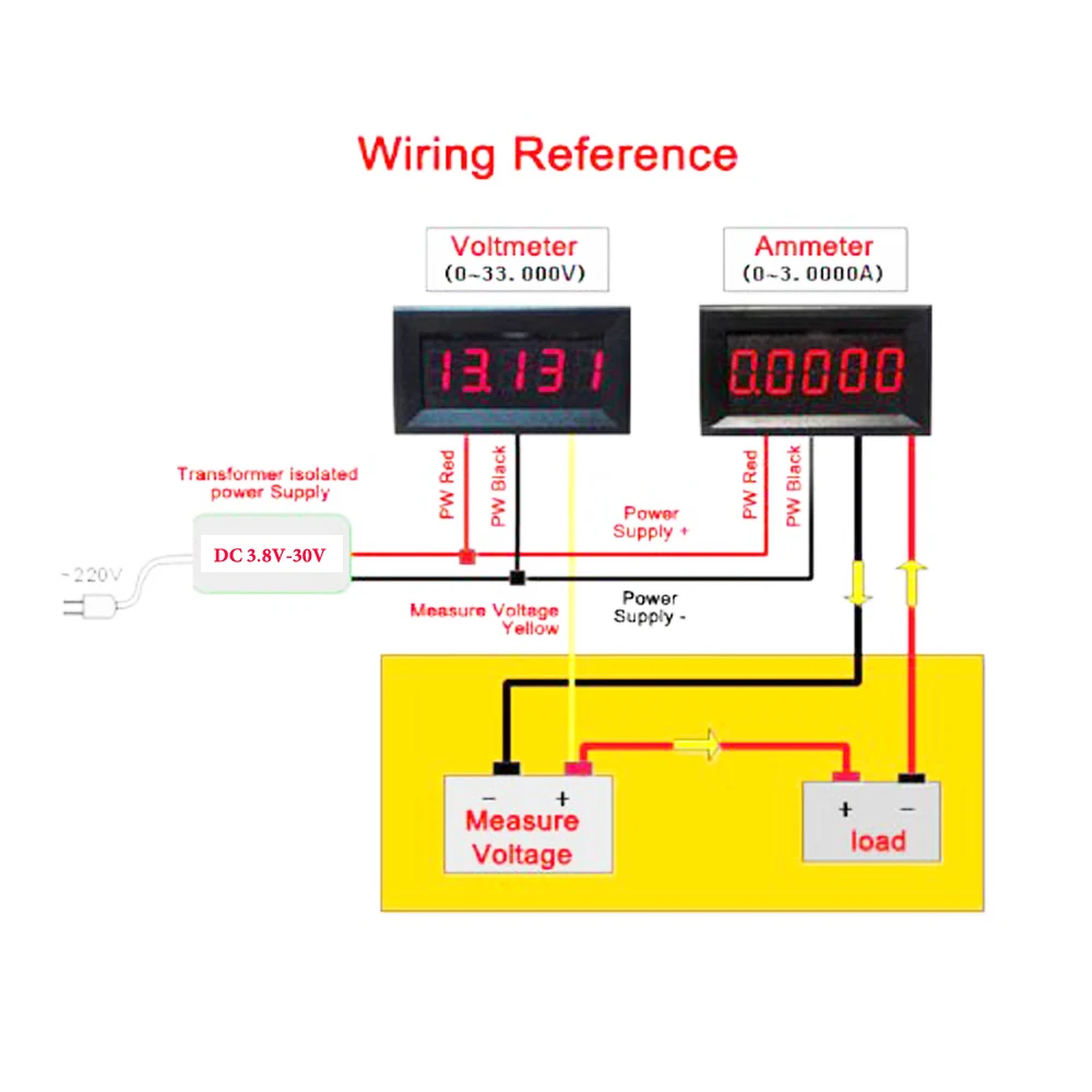 Как подключать провода к вольтметру Wholesale 0,36 "5 dígitos DC 0-33.000V LED pantalla Digital voltímetro 3 cables 