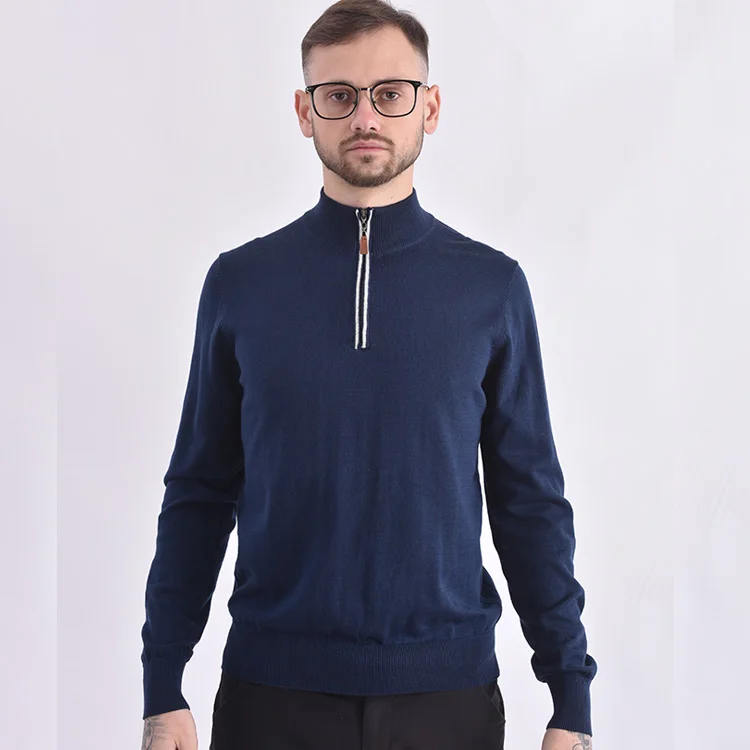 

High Neck Cotton Mens Quarter Zip Sweater