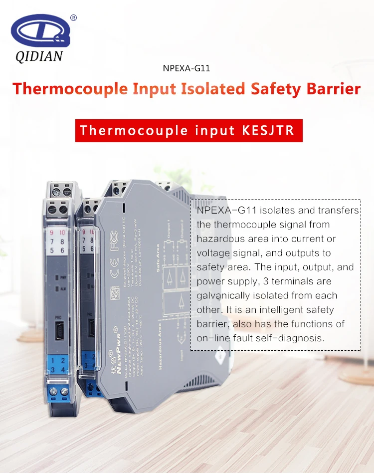 NPEXA-G11 Thermocouple Input Intrinsic Safety Barrier 4-20mA Output Isolated Safety Barrier