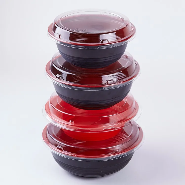 Bol À Soupe En Plastique Jetable,De 550ml Avec Couvercle,À Emporter