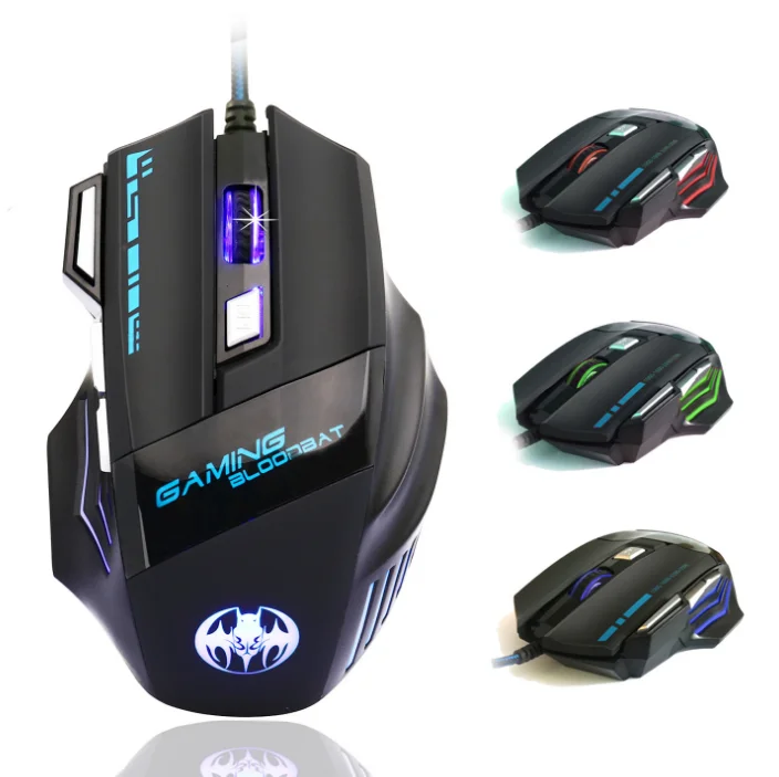 In stock 7 Button LED optical USB Wired gaming computer mouse For PC Gamer