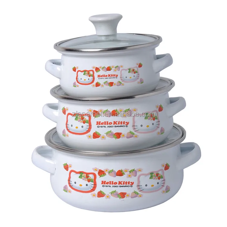 
Small Size Enamel Kitchenware Enamel Pot Set Baby Pot 