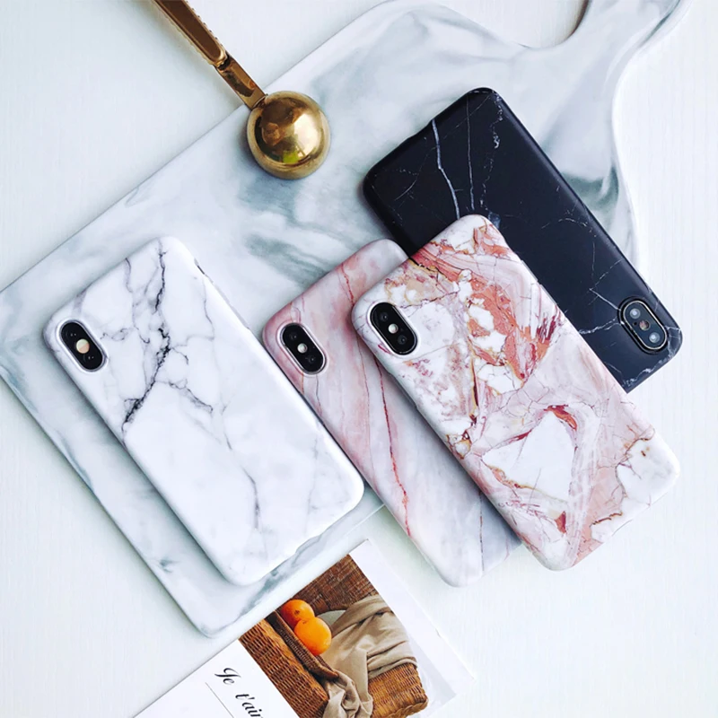 Granite Stone Marble Texture Pattern Case For iPhone XS Max XR XS 6 6S 7 8 Plus X Thin Soft IMD Phone Cases Cover Coque