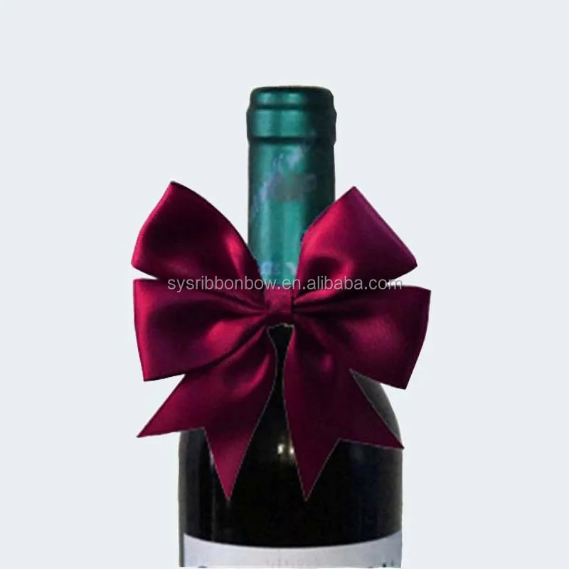 
Manufacture making ribbon bows with elastic for wine bottle 