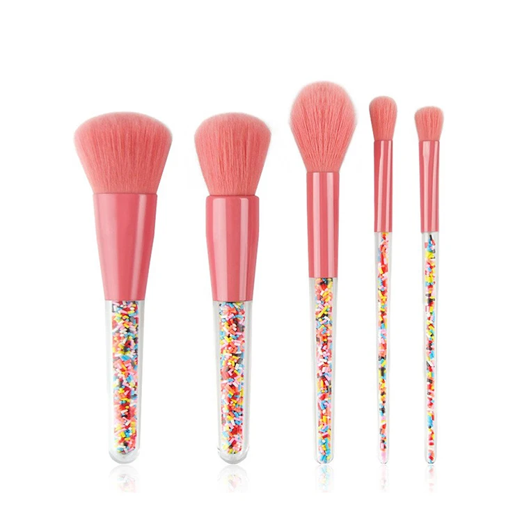 

Colorful Sprinkle Professional Pink 5pcs Cosmetic Makeup Brush Set Cute Girl Kit Beauty Tool