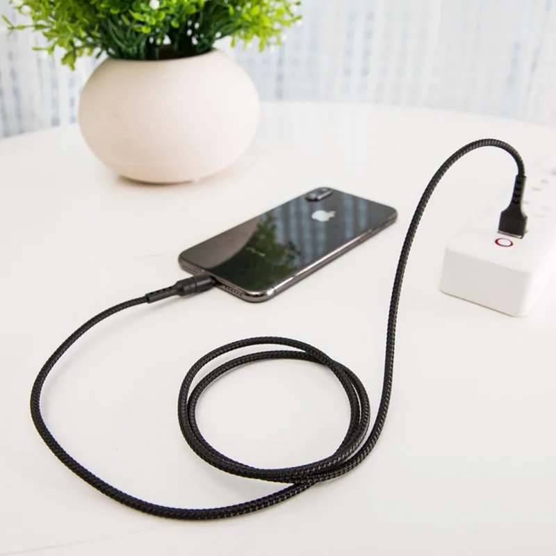 

High Quality Wholesale Nylon 2M Usb Cable Fast Charging, Black;red;blue and gold