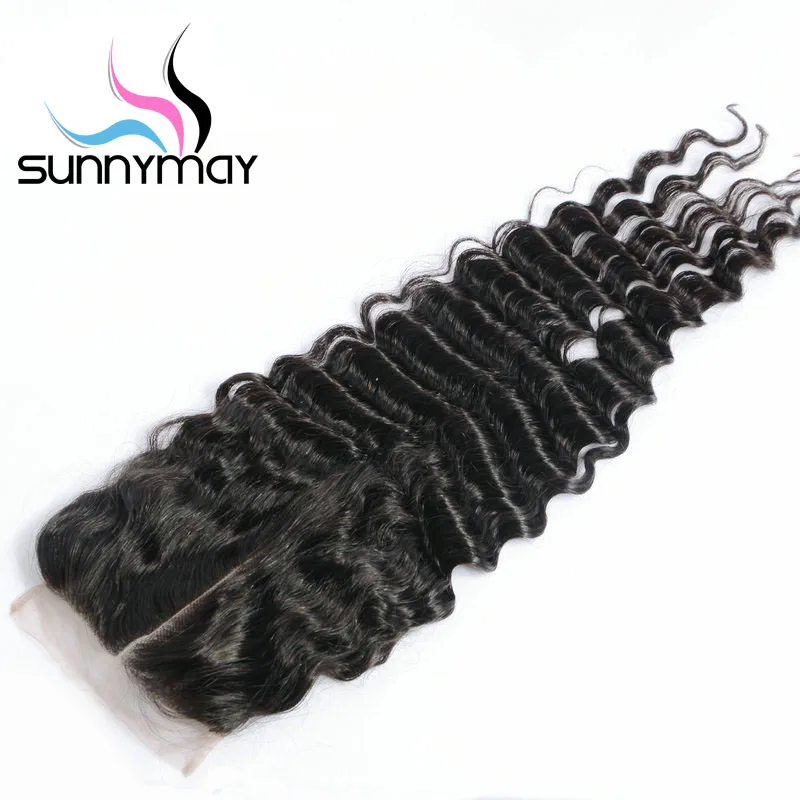 

Pre Plucked Brazilian Deep Wave Lace Closure NonRemy Human Hair Closure 5x5 Lace Closure With Baby Hair, Natural color;can be dyed