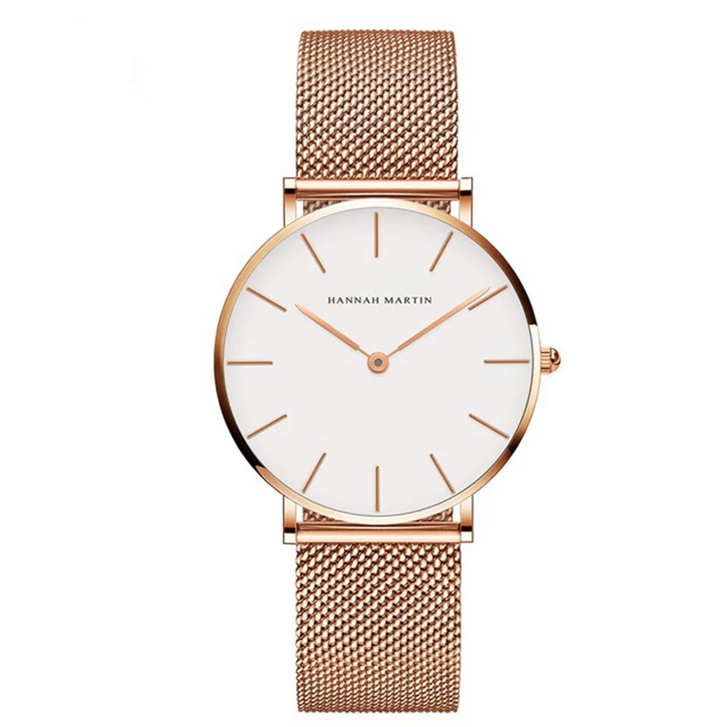 

Japan Quartz Movement High Quality Hannah Martin Women Stainless Steel Mesh Rose Gold Waterproof Ladies Bracelet Wristwatches