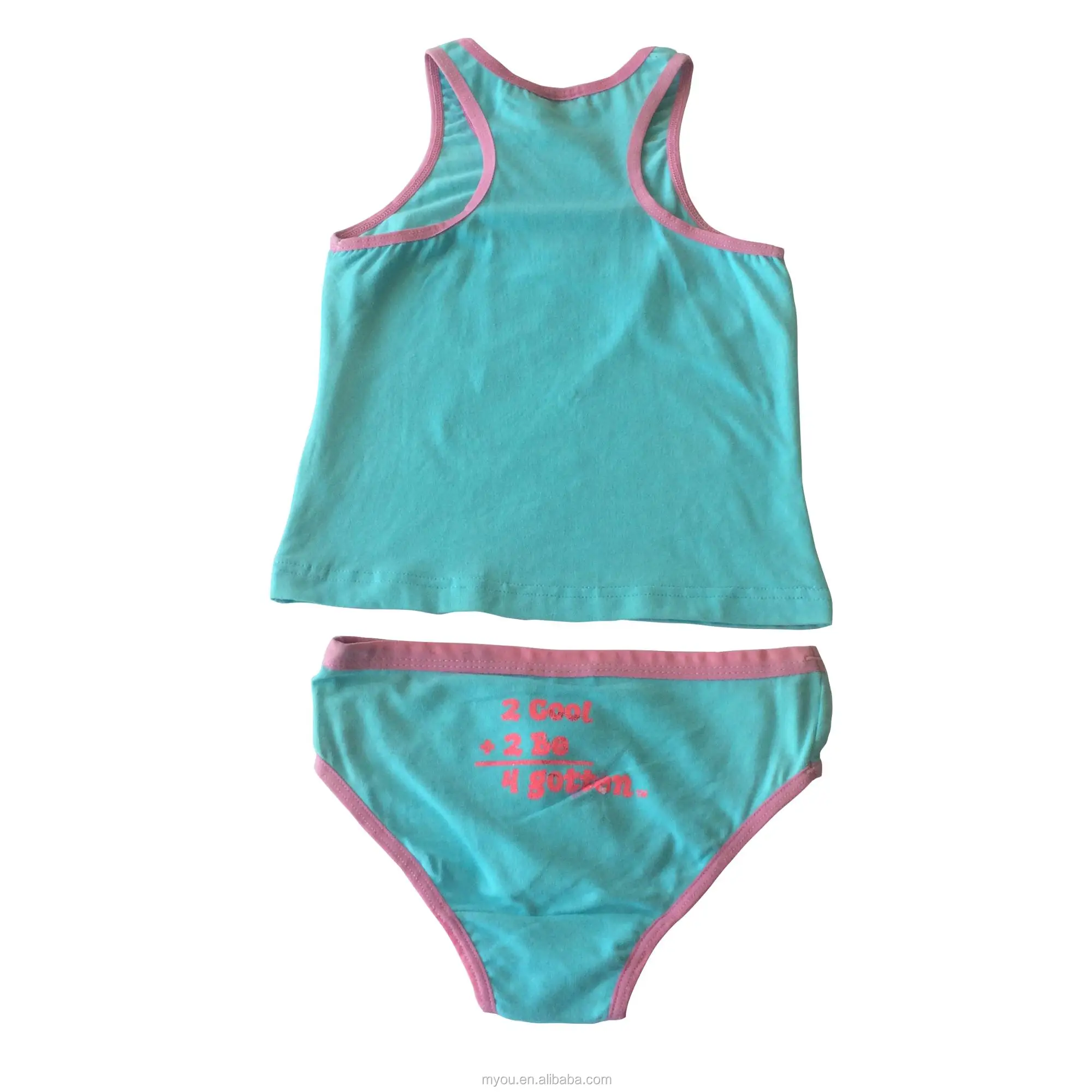 Little girls vest underwear set pure cotton top girl underwear, View