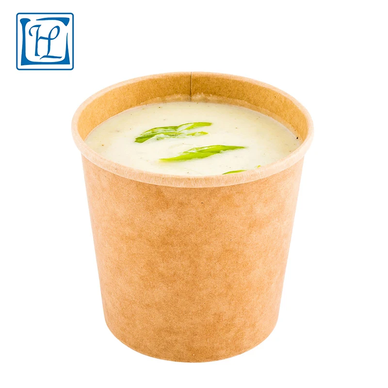 
26 oz hot porridge container bio brown take out paper bucket 