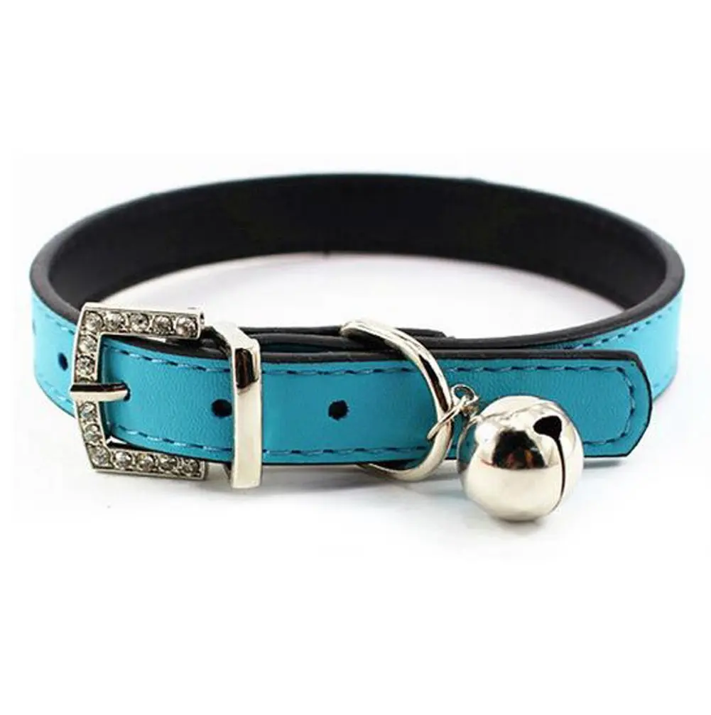 Soft Touch Collars, Leather Padded Dog Collar Sparkly Rhinestones with Bell...