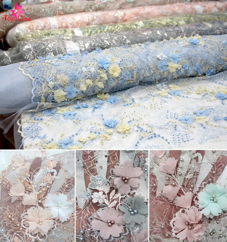 

Factory chantilly lace fabric 3d flower lace embroidered fabric embroidery lace