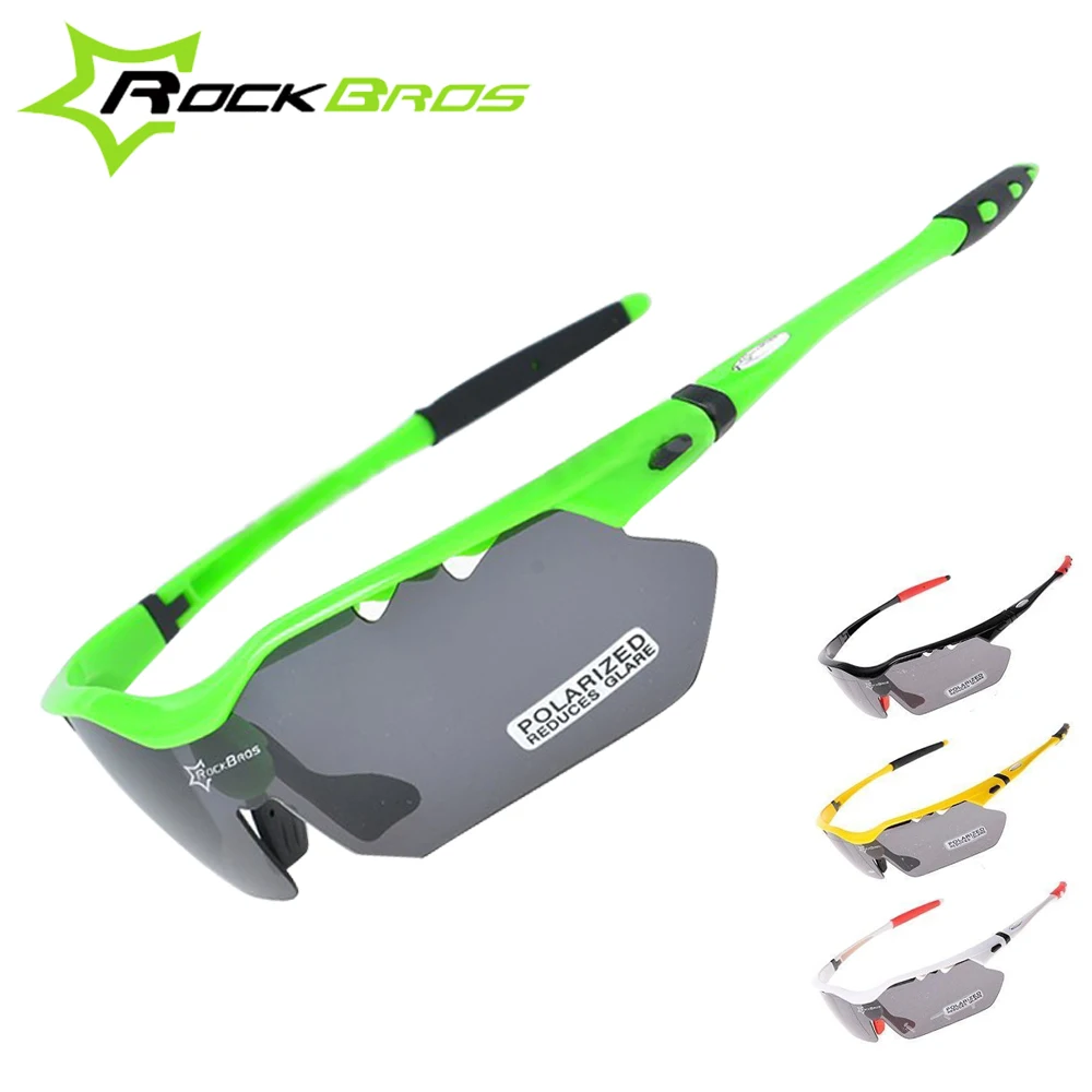 

Hot! RockBros Polarized Cycling Racing Sun Glasses TR90 Goggles Sports Eyewear 5 Lens Bicycle Glasses Men Women Sunglasses, Green;yellow;black;white