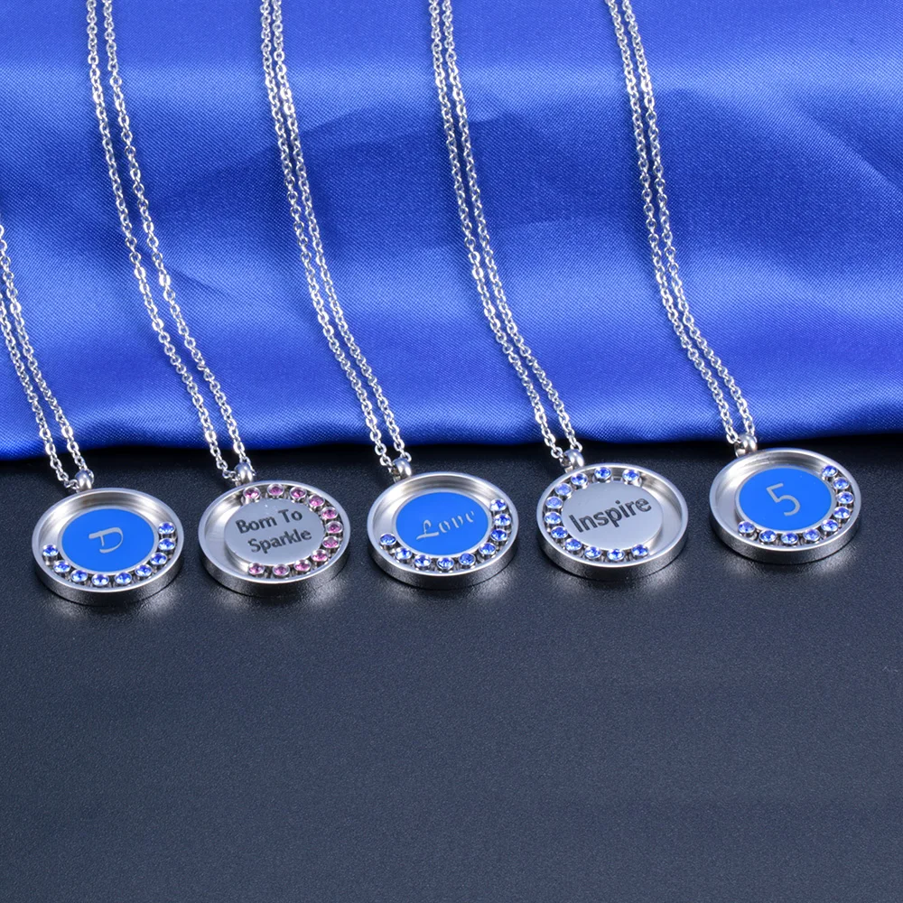 2019 New Arrival Removable Birthstone Stainless Steel Inital Letter Number Design Jewelry Necklace Women