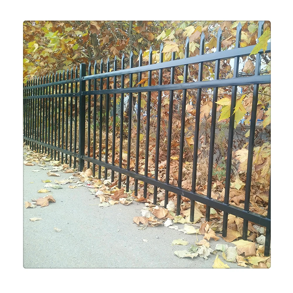 

Powder Coated Wrought Iron Steel Rod Top Garden Fence