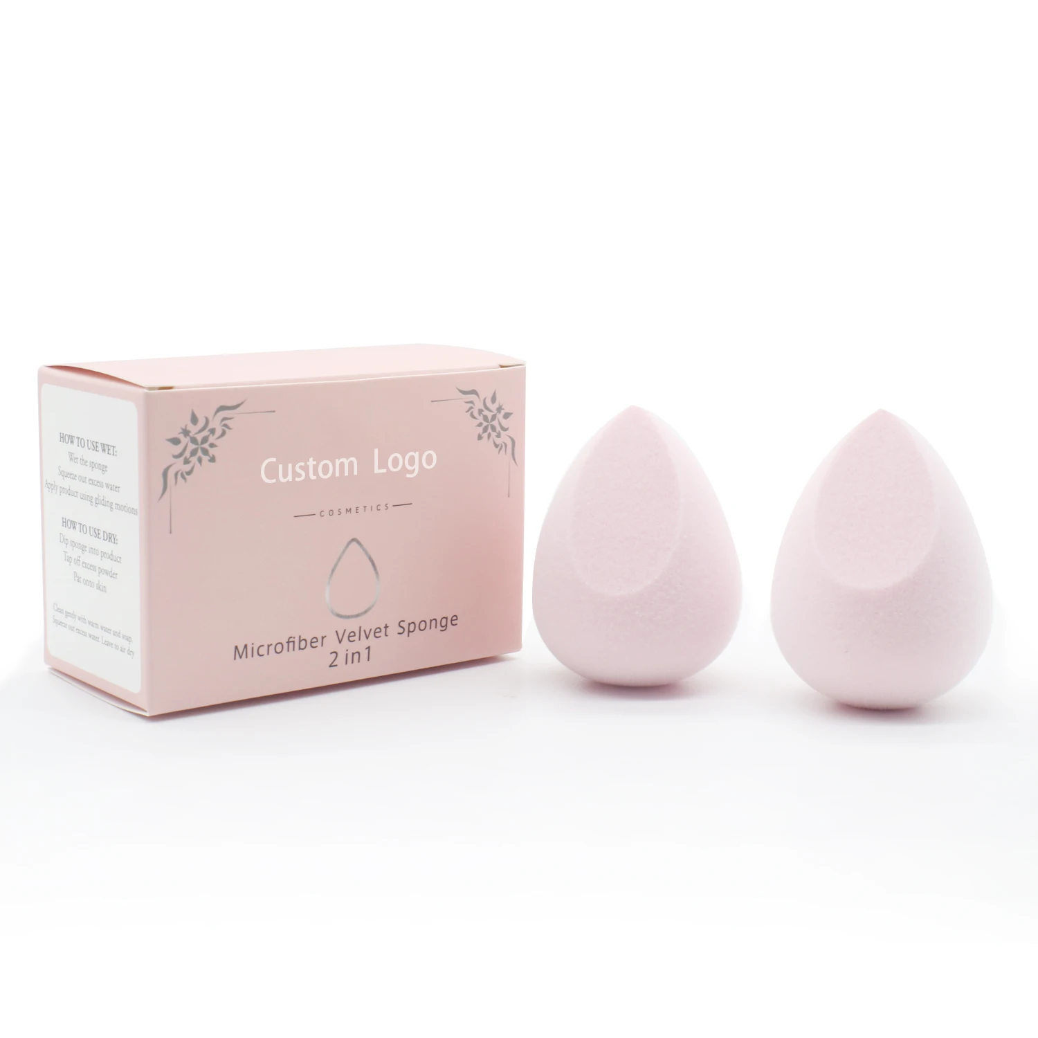 

2 in 1 Dry&Wet Water Drop Microfiber Makeup Sponge Powder Puff Vlvet Flocking Power Puff For Young Girls & Ladies, Pink