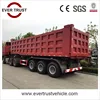 China low price high quality tri-axle 80 ton tractor trailer tipping dump trailer