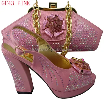 pink heels and matching bag